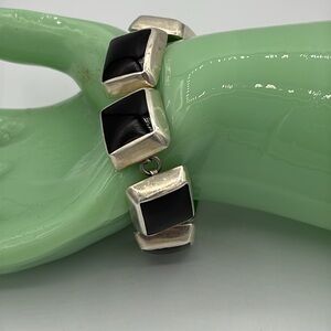 Extra Chunky Square Onyx Link Vintage Mexico Bracelet